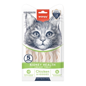 Wanpy Functional Creamy Lickable Treat Kidney Health Рідкі Ласощі Для Котів З Нирковою Недостатністю, 5 Шт/Уп Фото Зоомагазину Dog.Com.Ua