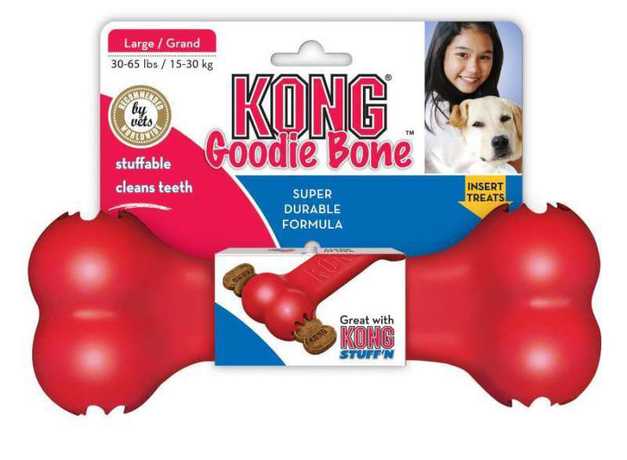 KONG (Конг) Goodie Bone міцна інтерактивна іграшка для закладки ласощів для собак (сильне гризіння)