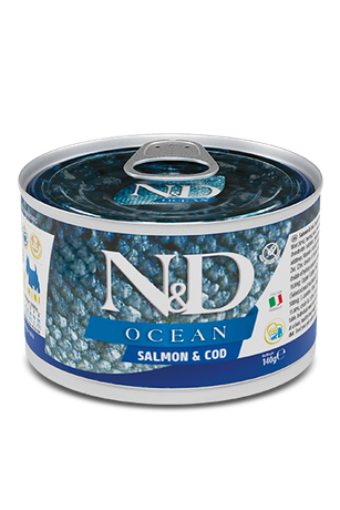 Farmina N&D Grain Free Ocean Salmon & Cod Adult Mini Вологий корм для собак дрібних порід із лососем і тріскою