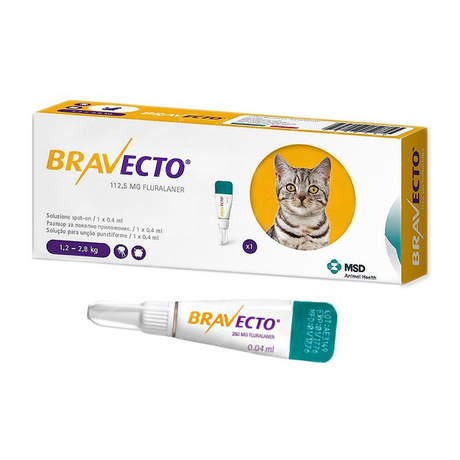 BRAVECTO (Бравекто) SPOT-ON S Капли от блох и клещей для кошек весом 1,2 - 2,8 кг (защита на 12 недель)