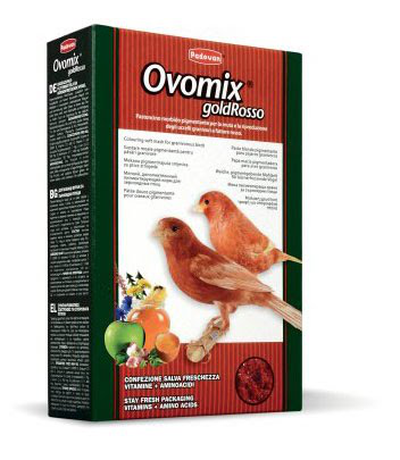 Padovan Ovomix rosso Дополнительный нежный корм для зерноядных птиц, для вскармливания птенцов и при линьке декоративных птиц (канареек, волнистых поп