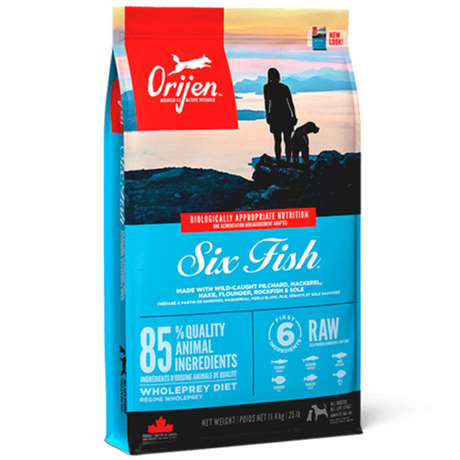 Сухой корм Orijen 6 Fresh Fish Dog 38/18 гипоаллергенный корм для взрослых собак всех пород