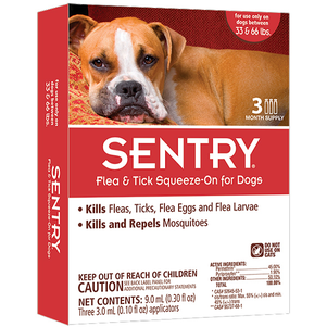 SENTRY Сентри капли от блох, клещей и комаров для собак весом 15-30 кг (33-66 lbs)