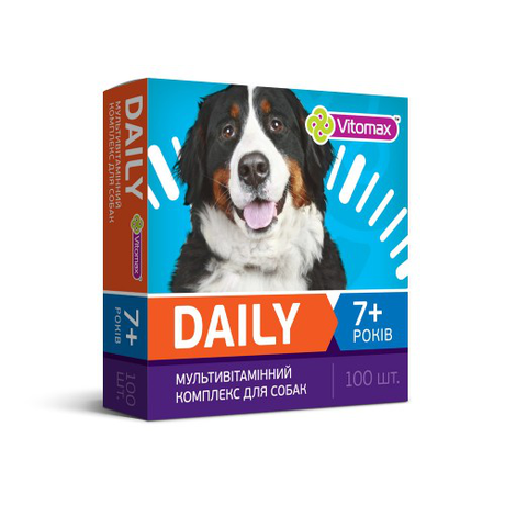 VITOMAX DAILY 7+ профілактичні вітаміни для собак старше 7 років, 100 табл (50г)