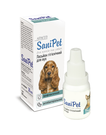 SaniPet лосьйон для догляду за вухами котів та собак краплі 15 мл