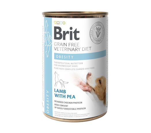 Консерва Brit Veterinary Diet Dog Obesity беззерновий корм при надмірній вазі та ожирінні (ягня, індичка)