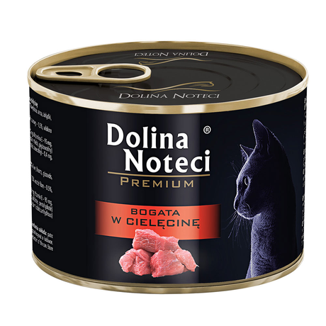 Корм консервований Dolina Noteci Premium  для котів, м'ясні шматочки в соусі з телятиною, 185 г