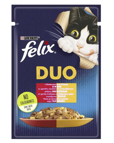 Felix Fantastic Duo Вологий корм для котів з яловичиною та птицею, 85 г