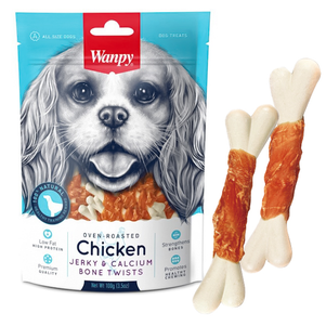 Wanpy Chicken Jerky & Calcium Bone Twists Ванпи кістку з в'яленою куркою і кальцієм ласощі для собак