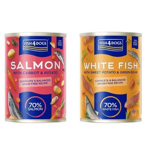 Fish4Dogs Finest Variety Pack Набір беззернових вологих раціонів для собак (лосось з морквою та картоплею +  біла риба з бататом та зеленою квасолею)