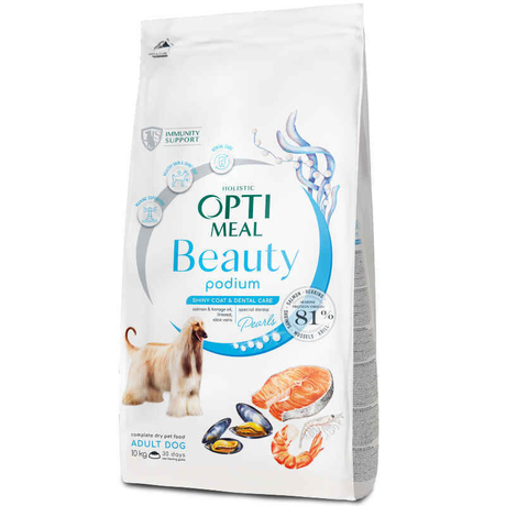 Сухой корм Optimeal Beauty Podium Adult Dog для собак всех пород способствующий поддержанию здоровья кожи и ухода за зубами (морепродукты)