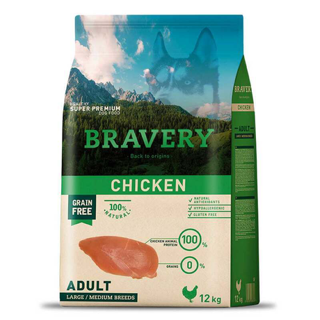 Сухой корм Bravery (Бравери) Chicken Adult Large/Medium беззерновой для взрослых собак средних и крупных пород (курица)