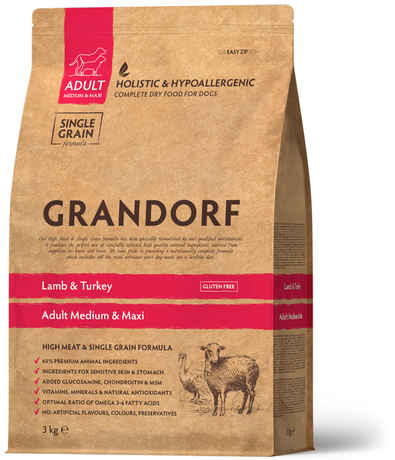 Сухий корм Grandorf Adult Maxi Lamb & Turkey для дорослих собак великих порід (ягня та індичка)
