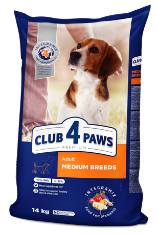 Сухий корм Клуб 4 лапи Premium для дорослих собак середніх порід