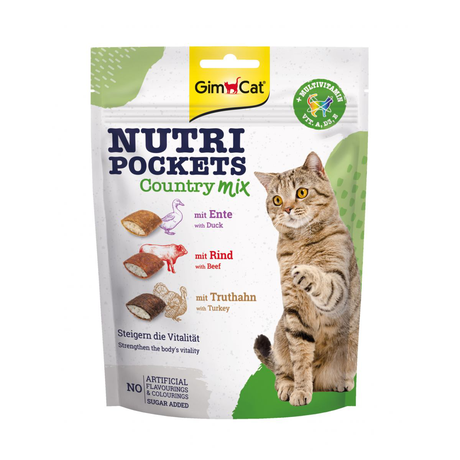 GimCat Nutri Pockets Кантрі мікс - мікс подушечок з яловичиною, качкою та індичкою для кішок