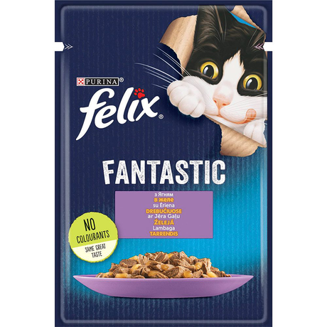 Felix Fantastic Вологий корм для котів з ягням, 85 г