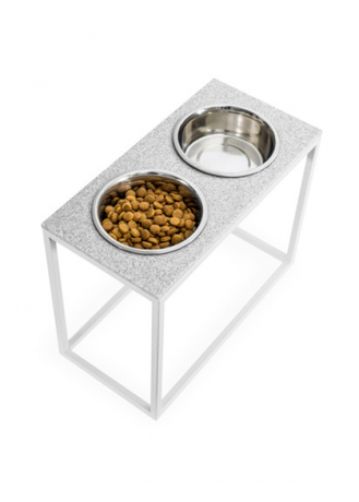 Harley And Cho Миски На Підставці (Світло-Сірий Камінь + Білі Ніжки) Фото Від Dog.Com.Ua