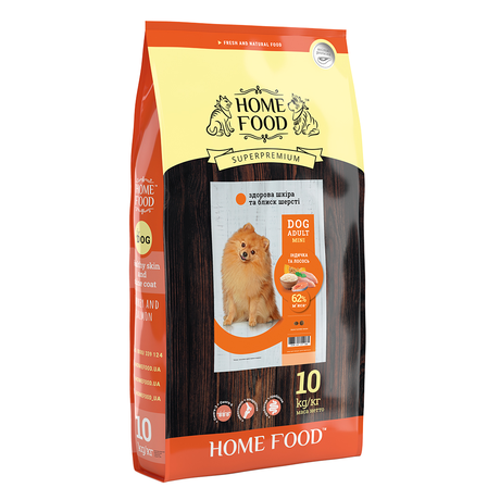 Сухой корм Home Food с лососем и индейкой для взрослых собак малых пород