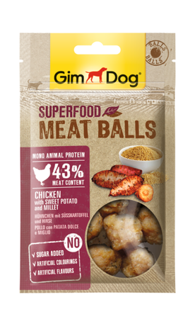 GimDog Superfood М'ясні кульки з куркою, бататом, та просо для собак