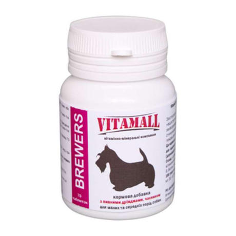 VitamAll Brewers Кормовая добавка с пивными дрожжами и чесноком для собак мелких и средних пород