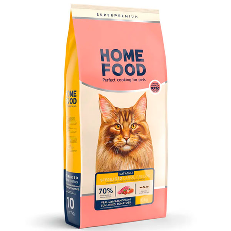 Home Food Adult Sterilised Large Breeds Сухий Корм Для Стерилізованих Котів Великих Порід З Телятиною, Лососем Та В'Яленими Томатами Фото Від Dog.Com.Ua