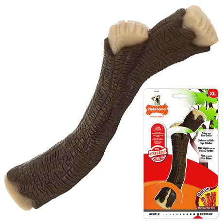 Nylabone Extreme Chew Wooden Stick жувальна іграшка для собак, СМАК БЕКОНУ (екстремальне гризіння)