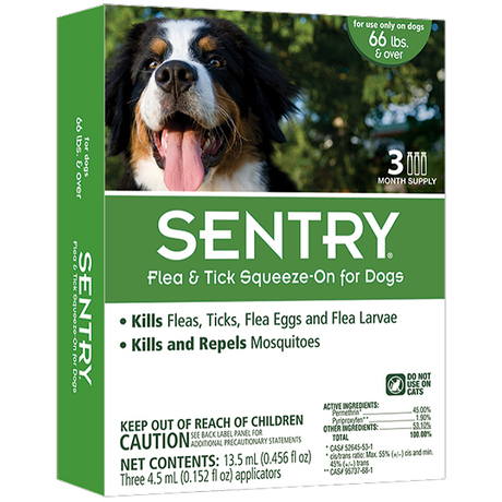 SENTRY Сентрі краплі від бліх, кліщів та комарів для собак вагою понад 30 кг (понад 66 lbs)