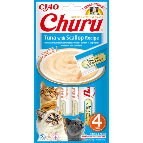 Inaba Churu Ласощі Для Котів, Вершковий Мус В Стіках, Тунець/Гребінець 4*14 Г Фото Від Dog.Com.Ua