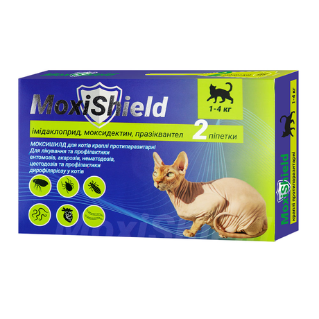 MoxiShield Fipromax Краплі на холку протипаразитарні для котів, 1 уп. (2 піпетки)