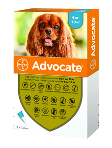Bayer Advocate (Адвокат) капли от блох и клещей для собак весом 4-10 кг