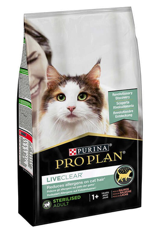 Pro Plan LiveClear Sterilised Salmon Сухой корм для стерилизованных котов для уменьшения аллергенов на шерсти с лососем