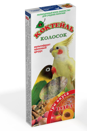 Природа колосок «Коктейль» (мультифрукт, орех, цитрус) для средних попугаев