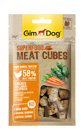 GimDog Superfood Мясные кубики с курицей, морковью и шпинатом для собак
