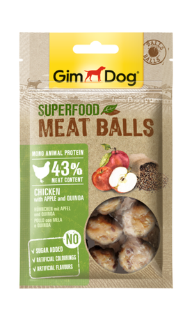 GimDog Superfood М'ясні кульки з куркою, яблуком та кіноа для собак
