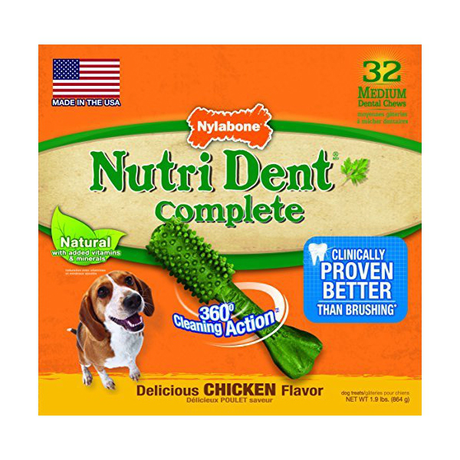 Nylabone Nutri Dent Chicken Medium жевательное лакомство для чистки зубов для собак средних пород (вкус курицы)