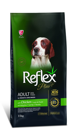 Корм сухий повноцінний та збалансований для собак середніх та великих порід Reflex Plus, з куркою