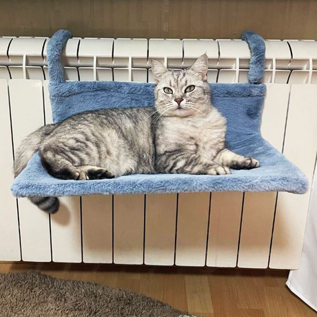 Пухнастики Гамак на радіатор для котів сірий, 47х32х20 см