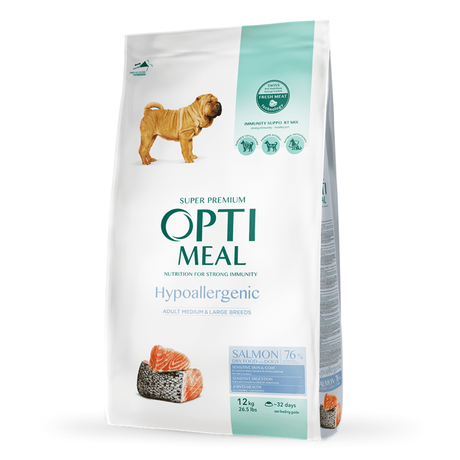 Сухой корм Optimeal Dog Adult Medium Large Hypoallergenic гипоаллергенный корм для взросых собак средних пород (лосось)