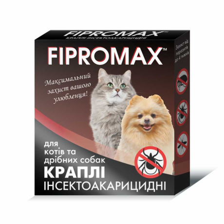 Fipromax Капли от блох и клещей для кошек и мелких собак, 1 уп. (2 пипетки)