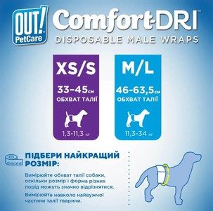 OUT! Comfort‑Dri™ Одноразовые подгузники для кобелей
