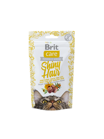 Brit Care Cat Snack Shiny Hair Функціональні беззернові ласощі для здорової шкіри та шовковистої шерсті