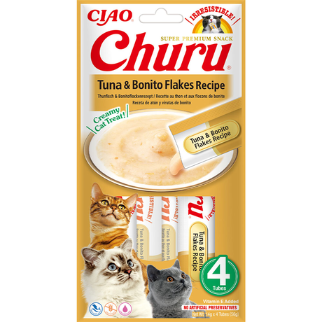 Inaba Churu Ласощі Для Котів, Вершковий Мус В Стіках, Тунець З Пластівцями Боніто 4*14 Г Фото Від Dog.Com.Ua