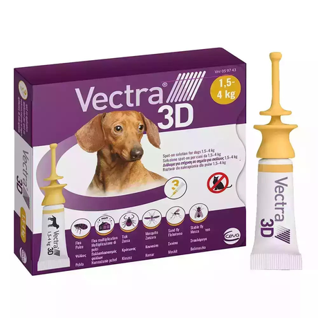VECTRA 3D (Вектра 3Д) краплі від бліх та кліщів та комарів для собак вагою 1,5-4 кг