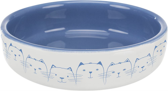 Trixie Миска керамічна для котів коротконосих порід, 0.3 л /d15 см, світло синя/біла