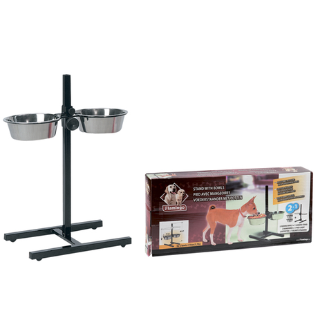 Flamingo H-Frame With Dishes ФЛАМІНГО дві миски (1.75 л) для собак на штативі, нержавіюча сталь