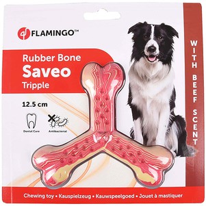 Flamingo Rubber Flexo Saveo Triple Bone Beef іграшка для собак, гума, СМАК ЯЛОВИЧИНИ (сильне гризіння)