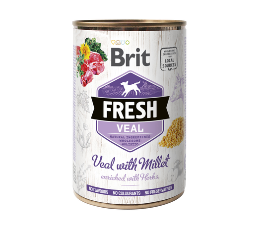 Консерва Brit Fresh Dog з телятиною та просом для собак