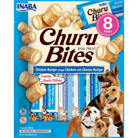 Ласощі INABA Churu Bites для собак, куркою з сиром 8*12 г