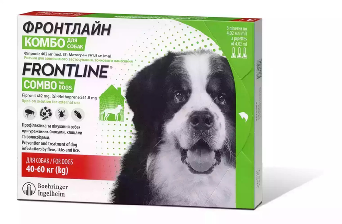 Frontline Combo (Фронтлайн Комбо) краплі від бліх та кліщів для собак вагою 40-60 кг