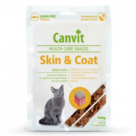 Canvit Skin and Coat Напіввологі ласощі для здоров'я шкіри та шерсті кішок